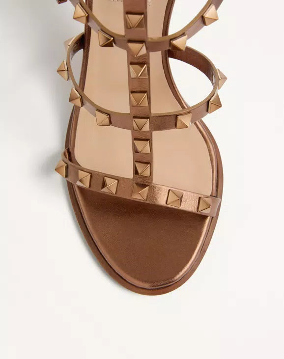 Valentino Rockstud Metallic Calfskin Leather Ankle Strap Sandal 90 Mm - Image 3